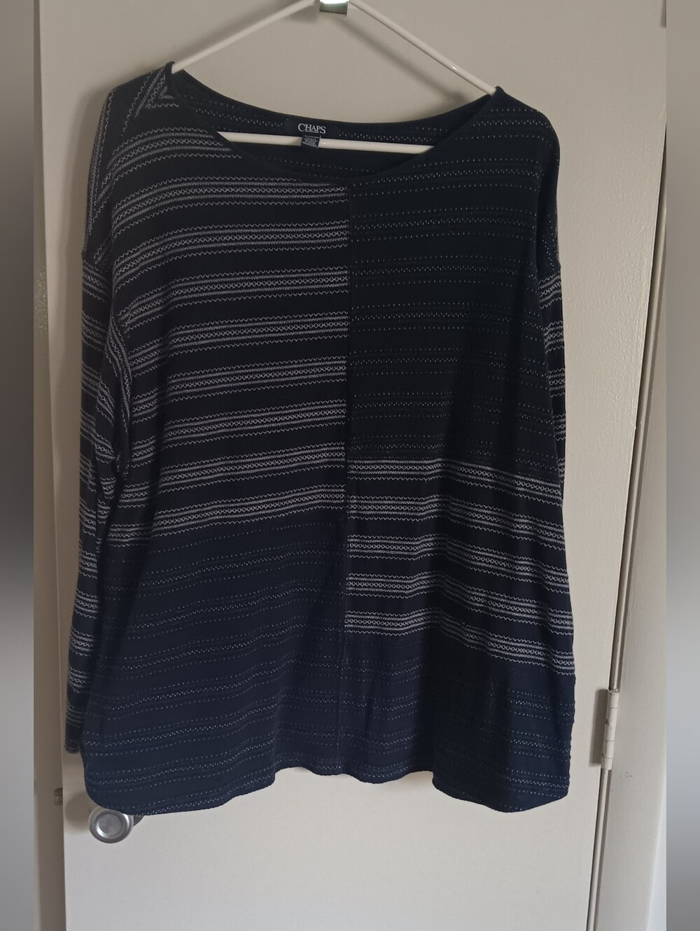 Chaps Navy Long Sleeve Knit Top